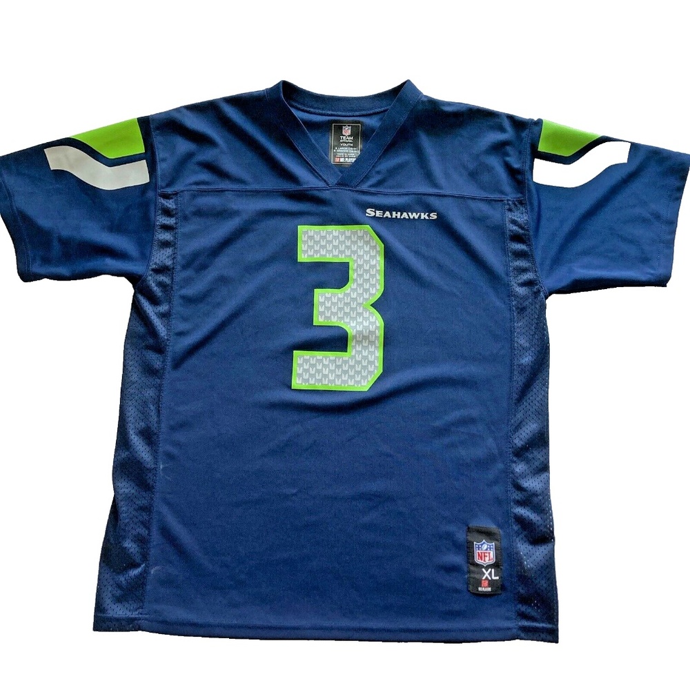 NFL Russell Wilson Seattle Seahawks #3 Home Game Jersey Youth XL Navy